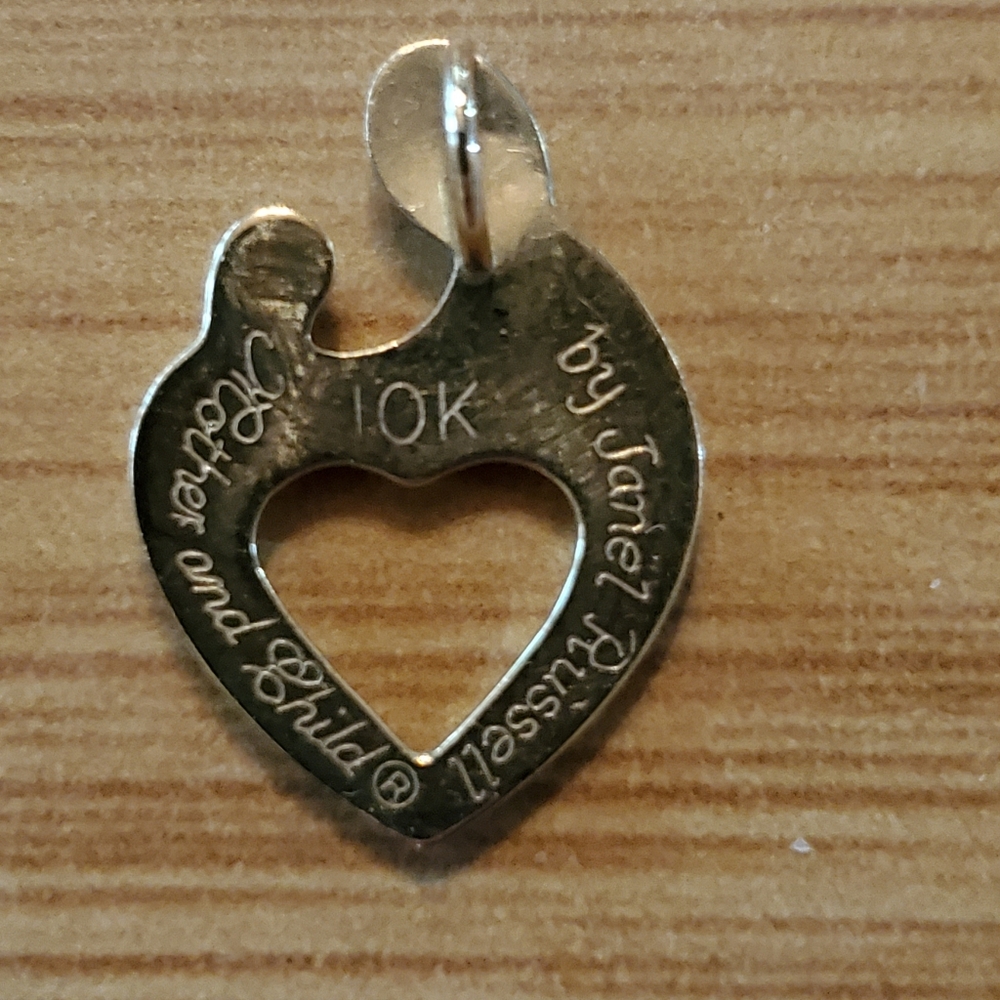 Janel Russell 10k Gold Mother Child Heart  Pendant - Picture 2 of 5